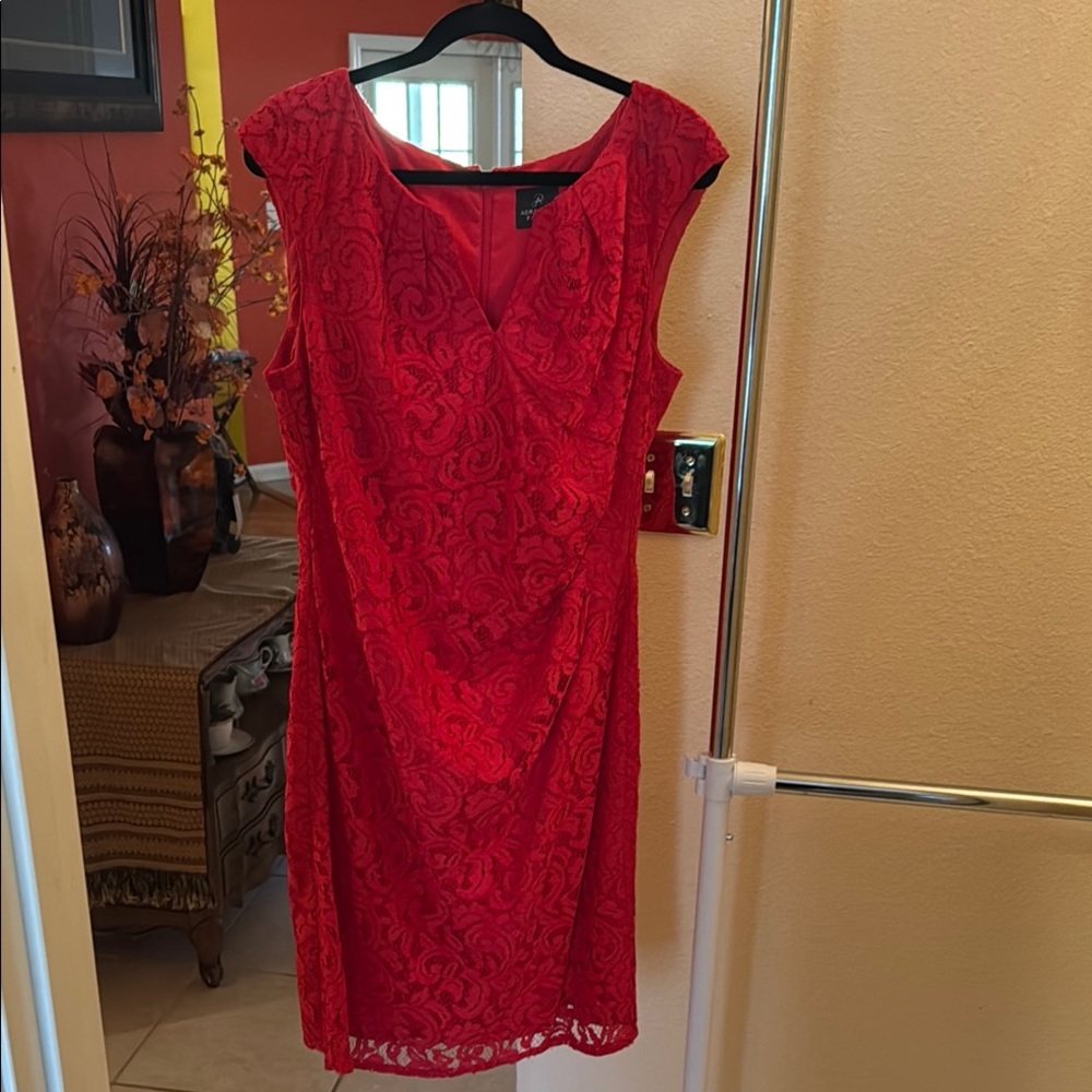 Such a cute option for cocktail or church.  Red lace.
